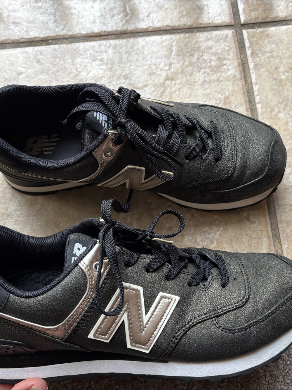 New Balance 574  Women’s Black Metallic Athletic Sneakers 9
